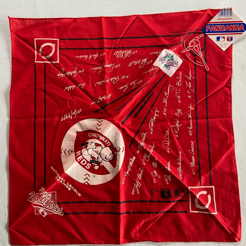 Vintage 1990 Cincinnati Reds World Series National League Champions Fandanna